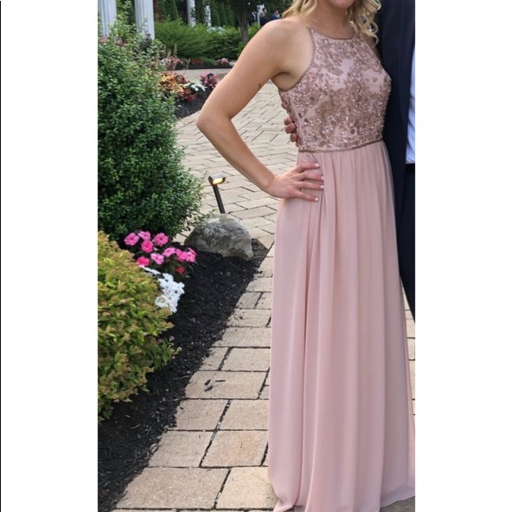 Adrianna Papell blush chiffon long dress